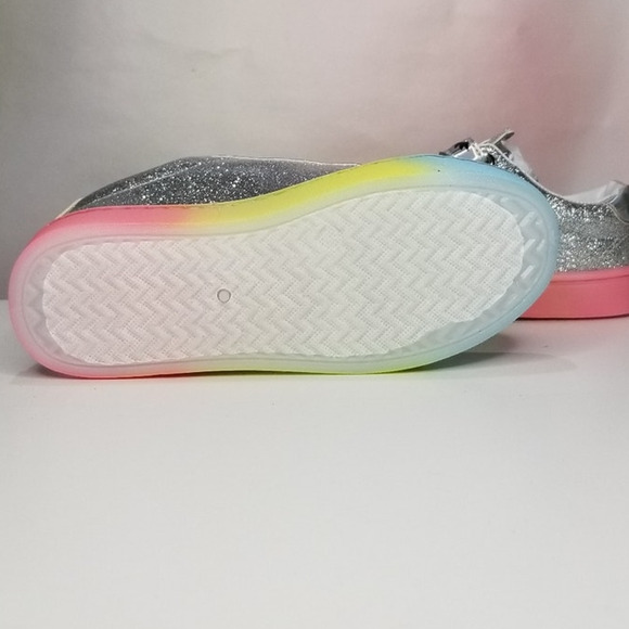Big Girls Light Up Ombre Unicorn Sneakers Size 2 Silver Brand New - Picture 8 of 10